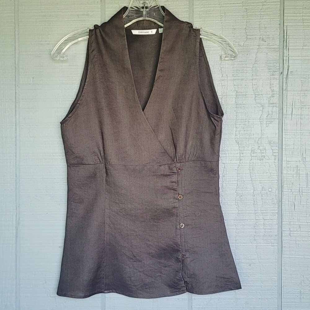 Zara Basic Women's V-Neckline Wrap Sleeveless Ves… - image 1